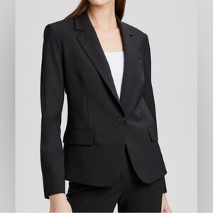 Theory Slim Fit/Tailored Black Blazer with Shoulderpad Inserts